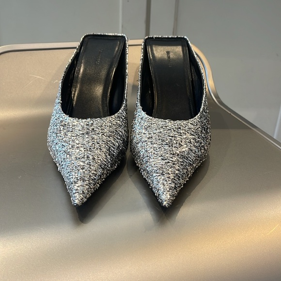 NIB BALENCIAGA KNIFE METALLIC STILETTO MULES IN SILVER. 39/8.5 - Picture 3 of 9